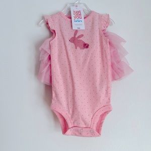 NWT Pink Carter’s Bunny onsie with ruffle skirt